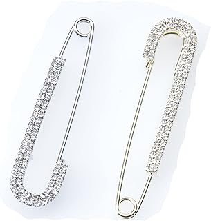 Sowaka 2 Pcs Brooch Pins for Women with Pearl Rhinestone Vintage Large Faux Crystal Metal Elegant Shawl Clips for Girls Clothing Sweater Shirt Costume Dress Decoration Accessories