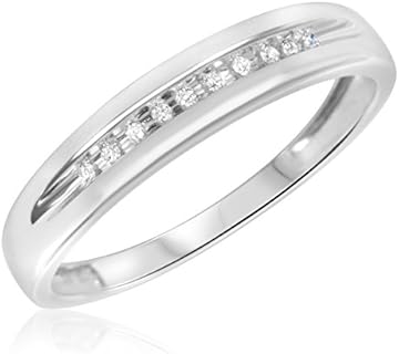 Premium 10K White Gold Clasp-Type Same Sex Wedding Rings with White Diamonds for Men - Sleek & Timeless Design - Size 6