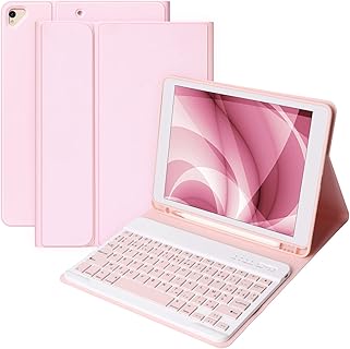 Clavier sans fil Bluetooth détachable CC Store pour iPad 10.2 / Air 3 avec fente pour stylo, usage quotidien, rechargeable, style contemporain, rose, idéal pour tous
