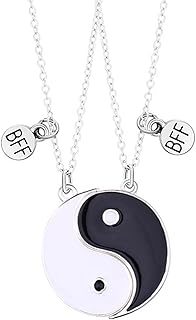 Hifot Collier d'Amitié 2 Pièces pour Filles, Collier Ronde Séparable Édition Yin Yang, Chaîne Réglable en Argent, Idéal pour Cadeaux d'Anniversaire ou Occasions Spéciales