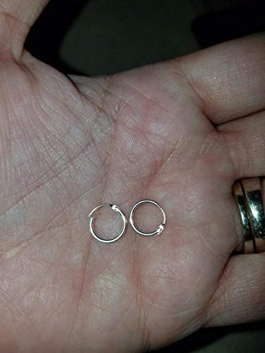 Hoop Earring 14K White Gold Plated S925 Sterling Silver Endless Small Hoop Earring Set for Cartilage Nose Lip Rings 8mm-16mm