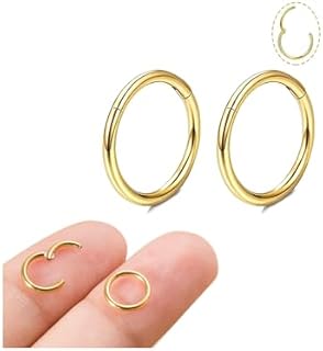 DAILI 14K Gold Plated Stainless Steel Small Hoop Earrings, Lightweight, Hypoallergenic, Ideal for Cartilage, Tragus, Helix - Versatile Unisex Design, Perfect for Daily Wear - 6-10 mm Size Range