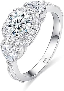 Moissanite Engagement Rings for Women, 2CT Heart Cut D Color VVS1 Lab Grown Diamond Wedding Ring, 18K White Gold Plated 925 Sterling Silver Promise Ring for Her（size 4-10）