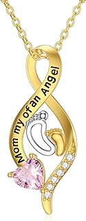 14K Real Gold Baby Feet Necklace for Mothers - Angel Baby Memorial Necklace Miscarriage Pendant Baby Pregnancy Loss Necklace