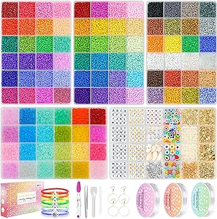 30,000 Pcs 3mm 8/0 Glass Seed Beads Friendship Bracelet Making Kit, 96 Colors Small Beads with Letter Accessories Charms for Rings Necklaces Jewelry Making DIY Craft Gift (5Boxes)