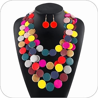 African Jewelry for Women African Necklace Earring Set for Black Women Chunky Necklace Colorful Beaded Necklace Black History Month Jewelry Accessories