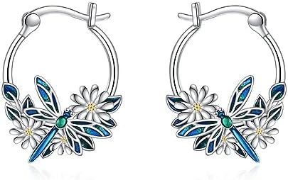 Small Huggie Sterling Silver Dragon Hoop Earrings with Hinged Hoop Closure and Enamel Gem.Type - Whimsical Jewelry for Women and Teen Girls