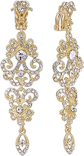mecresh Gold/Silver Rhinestone Chandelier Wedding Bridal Dangle Earrings
