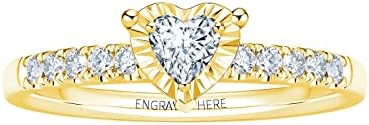 Personalized 14K Gold Heart-Shaped Moissanite Engagement Ring - Available in 10k, 14k, 18k Real Gold and Sterling Silver - Free Engraving - Ideal Gift for Wife, Girlfriend, or Fiancé