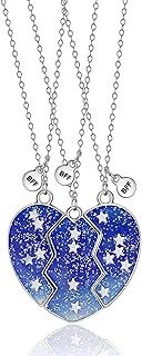 Xinlon Collier d'Amitié pour 3 avec Pendentif Cœur Séparable, Collier Réglable de 41-50 cm pour Filles, Idéal Cadeau d'Anniversaire pour BFF ou Soeur