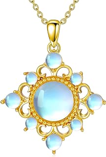 Copper Moonstone Snowflake Pendant Necklace with C-Link Chain and Box Clasp - Perfect Christmas Gift for Mother, Girlfriend, Daughter