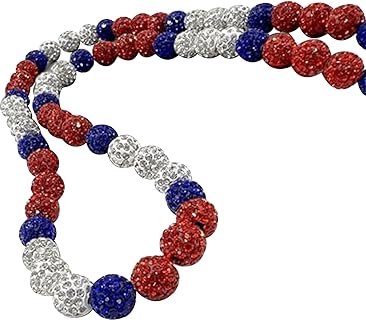 Baseball Necklace 22in Glitter Rhinestone Clay Beaded Necklace for Men Boys Cool Gifts for Baseball Players Lovers