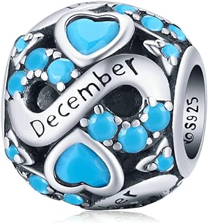 WOSTU 925 Sterling Silver Birthstone Bead Charm Jewelry for Charms Bracelets for Women Mother Sister for Gifts for Birthday Mother's Day Thanksgiving Christmas