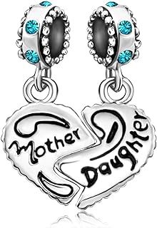 JMQJewelry Mother Daughter Heart Love Dangle Birthday Birthstone Charms for Bracelets Women Jewelry Christmas Mothers Day 2024