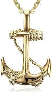 Unisex Nautical Anchor Pendant Necklace in Titanium & Stainless Steel with Complimentary 20-inch Anchor Chain & Lobster Clasp