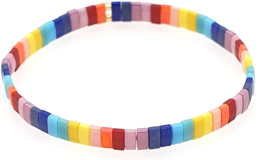 Tile Bracelet Multicolor Bohemian Style Japan Miyuki bead Elastic Bracelet for Women Girls