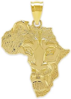 10K Yellow Gold, African Continent/Lion Design Pendant Necklace - No Gemstone, Perfect for Women - Ideal Gift Choice