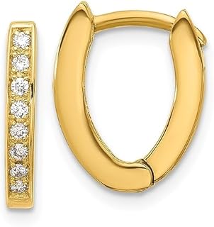 Diamond-Encrusted 18k Yellow Gold Horseshoe Hinged Hoop Earrings with Notched Post, Jewelry for Women