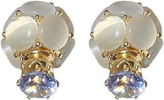 Double Stud CZ Opal Ball Earrings for Women & Girls, Sterling Silver Push Back, Hypoallergenic, Fashionable Cubic Zirconia Jewelry, Perfect for Birthday, Christmas, Wedding Gift