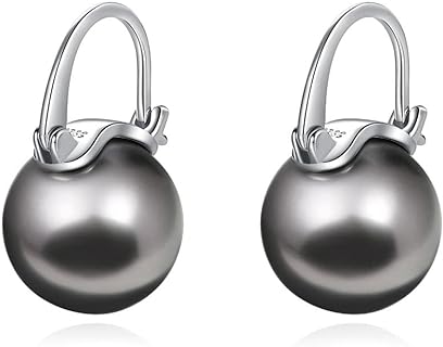 Pearl Drop Dangle Earrings for Women Girls Freshwater Pearl Earrings Sterling Silver Leverback Huggies Hoop Earrings Gold Plated Anniversary Fine Jewelry Pink/White/Black Pearl Agate Jewelry