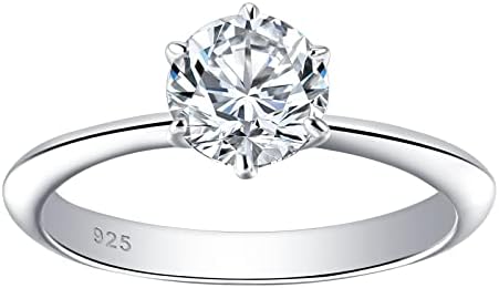 1 Carat Moissanite Rings for Women Engagement Wedding Band 925 Sterling Silver Round Solitaire Size 4-13