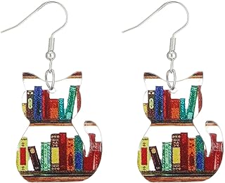 Stud Book Earrings with French-Wire Back Finding for Women in Dangle Design - Perfect Gift for Book Lovers & Intellectuals
