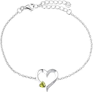 YL Heart Bracelets 925 Sterling Silver Love Heart Bracelet Jewelry Gifts for Women Mom, 6.7+1.2''(17+3CM)