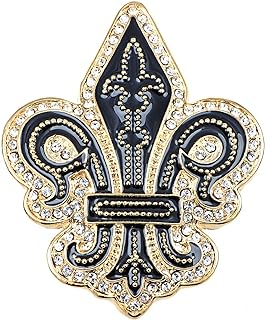 Alilang Golden Tone Black Gothic Medieval Royal Fleur De Lis Lily Brooch Pin