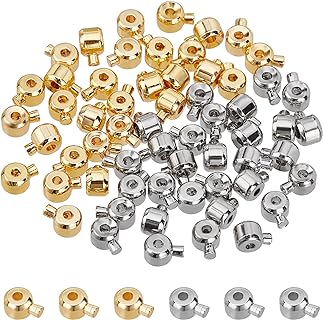 Arricraft 60-Piece Brass Crimp Beads for Jewelry Making, Silver & Gold Irregular Spacer Beads Ideal for Bracelets & Necklaces, Durable & Shine Resistant