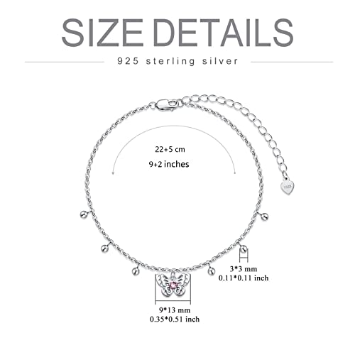 Butterfly/Sloth/Star/Tree of Life Anklet 925 Sterling Silver Ankle Bracelet for Women 8-10''