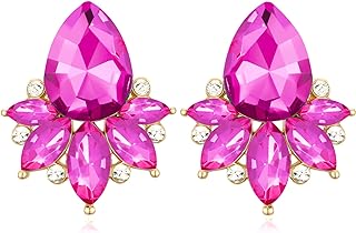 SWEETV Sparkly Cluster Rhinestone Earrings for Women, Fancy Crystal Wedding Bridal Stud Earrings for Brides,Bridesmaid, Prom Formal Vintage Party Jewelry Gifts