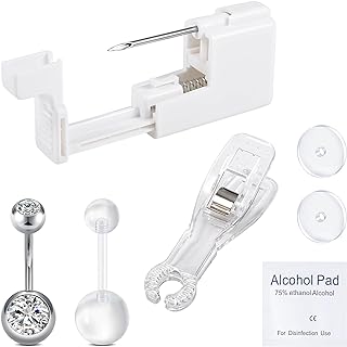 QWALIT Stainless-Steel Belly Button Ring Piercing Kit with Hypoallergenic Components for Beginners & Piercing Enthusiasts - Complete Navel Piercing Set