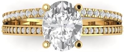 Split Shank Oval Moissanite Engagement Ring with Cubic Zirconia in 18K Yellow Gold for Her Unique Design