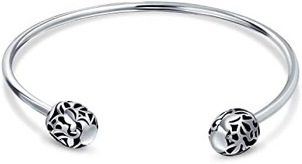 Bling Jewelry Love Message Filigree Screw Clasp or Plain Starter Charm Stacking Bangle Cuff For European Beads Bracelet For Women Teens .925 Sterling Silver