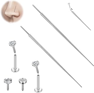 Titanium Nose Ring Needle Insertion Tool for Body Piercing - Hypoallergenic 16G/18G G23 Taper Pin for Nose, Ear, Lip, Helix Piercings - User-friendly Piercing Stretching Kit