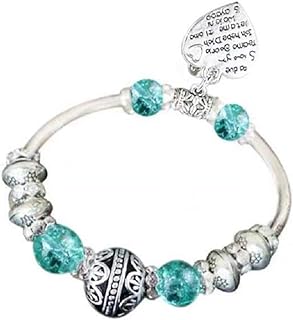 White Birch Birthday Gifts for Women Charm Stretch Bracelet Heart Love with Tibentan Silver Beads Vintage Jewelry