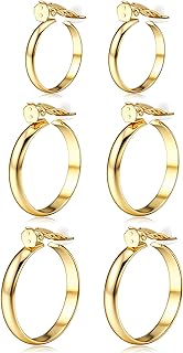 HAIAISO 14K Gold Plated Faux Hoop Clip-On Earrings for Modern Fashion - Available in Three Sizes 20MM, 25MM, 30MM, Perfect Gift for Non-Pierced Ears