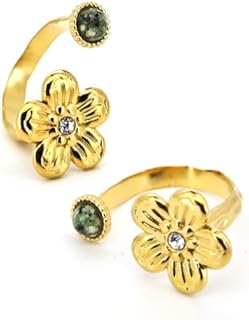 Baroque Pearl Gold Statement Ring with Turquoise Gem for Women, Designer Style, USA-Origin, Hypoallergenic Yellow Gold Large Size 1 Ring