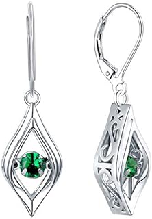 YL Eye Earrings 925 Sterling Silver Dancing Diamond Halo Dangle Earrings Birthstones Drop Jewelry
