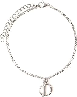 Lobster Claw Clasp Letter Anklet - Stainless Steel Curb Chain - 7.5"-9.5" Adjustable Size - Initial A-Z Charm Design - Ideal for Women, Teens, and Girls