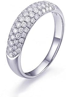 18K Gold Plated 925 Sterling Silver Statement Rings, Half Eternity Cubic Zirconia Rings, Wedding Band, CZ Dainty Ring for Women, Teen Girls