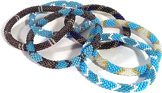 Beaded Bracelets traditional American native style roll-over and stretchable crochet rope handmade jewelry [unisex]