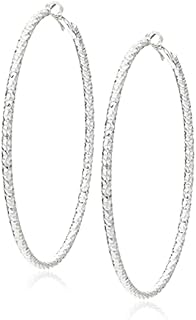 NINE WEST Extra Large Textured Click-It Hoop Earrings, Silver Tone,One size