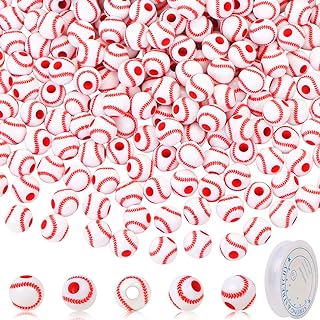 EVERMARKET Necklace-Making Kit - 200pc Small White Acrylic Baseball Beads - Versatile for DIY Jewelry with Stretch Rope)
