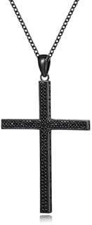 Patriotic Cross Pendant, American Flag Cross Necklace Crystal Pendant Chain for Men Religious Jewelry