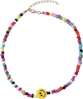 Evil Eye Necklace 18K Gold Plated Necklaces Dainty Sunflower Coin Pendant Thin Gold Chain Cute Smiley Face Beaded Choker Herringbone Necklaces for Women Girls by OXOXEYE