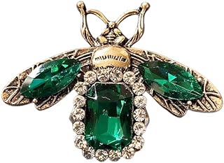 Gold Rhinestone Bee Brooch Pin for Women Men Fashion Crystal Vintage Green CZ Emerald Insect Animal Brooches Lapel Pins Dainty Dress Accessories Jewelry Boutonniere Corsage for Hat Bag Suit Tie