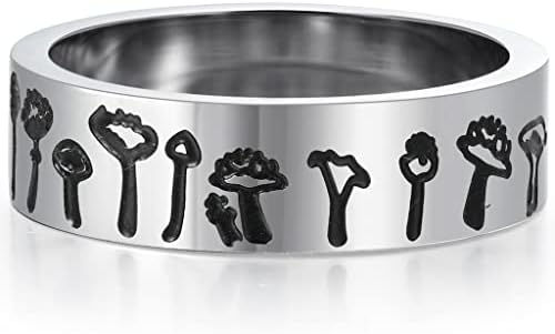 Mushroom Engagement Ring - Jude Jewelers 6mm Stainless Steel Wedding Band with Cubic Zirconia Gem - Size 4