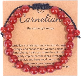 Natural Crystal Bracelet for Women Men 8mm Healing Stone Bracelets Semi-Precious Gemstone Beaded Bracelets Adjustable Beads Bracelets Jewelry Gifts