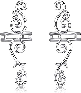Classic Celtic Knot Viking Clip-On Huggie Earrings in 925 Sterling Silver for Men and Women, Non-Piercing, No Gemstone, Bat/Filigree Shaped Ear Cuffs from China